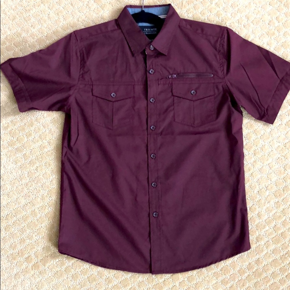 NWT Burgundy Short Sleeve Dress Shirt
